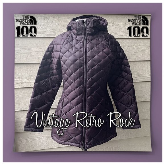 The North Face Transit Down Jacket Purple Long Quilted Puffer Women Hooded S - Picture 1 of 9